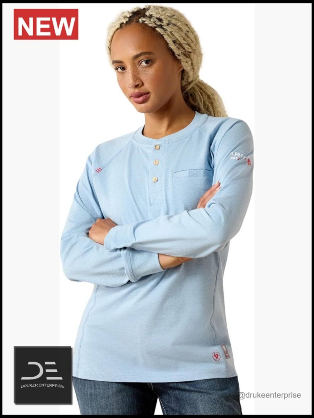 Long Sleeve Henley Top Cotton Pullover Crew Neck